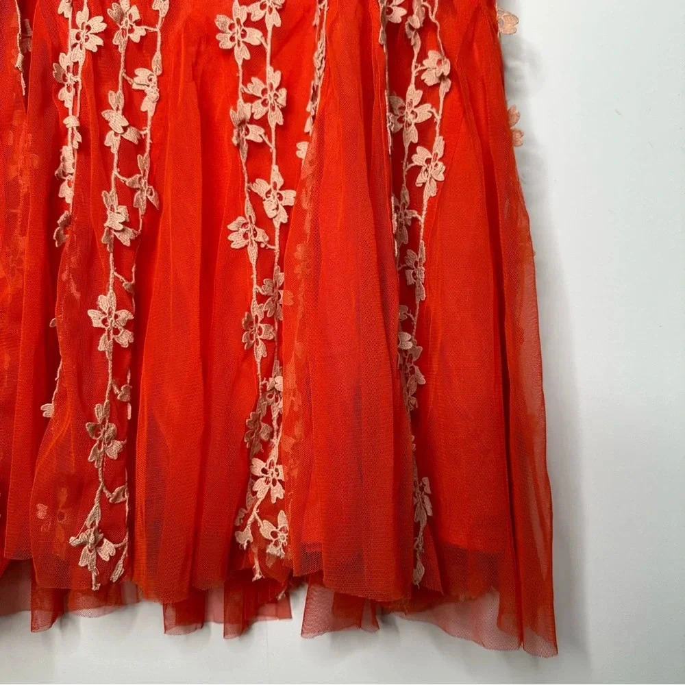 Free People FP One Red Lily Tulle Mini Dress Size Small - Picture 4 of 10
